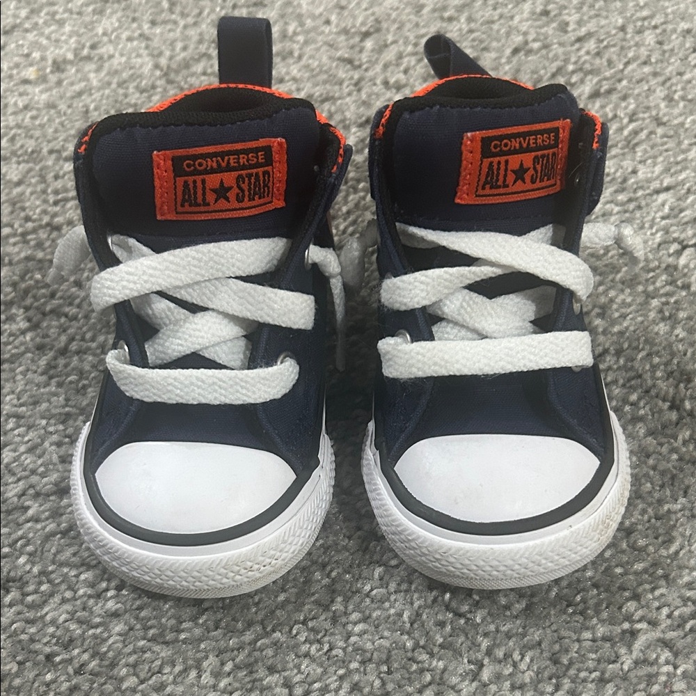 Converse Navy with Orange Accent Baby High-Top Sneakers